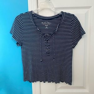 Super Soft Navy Blue Striped Tee